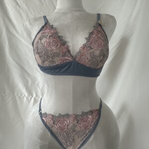 Pastel Mavi Dantelli Bralet Set - Görsel 4