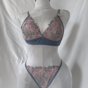 Pastel Mavi Dantelli Bralet Set - Görsel 1