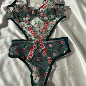Zümrüt Yeşili Nakışlı Body - Görsel 1