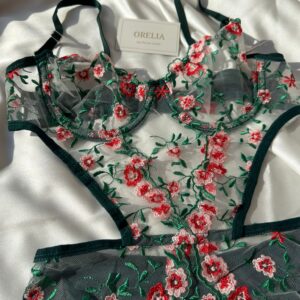 Zümrüt Yeşili Nakışlı Body - Görsel 2